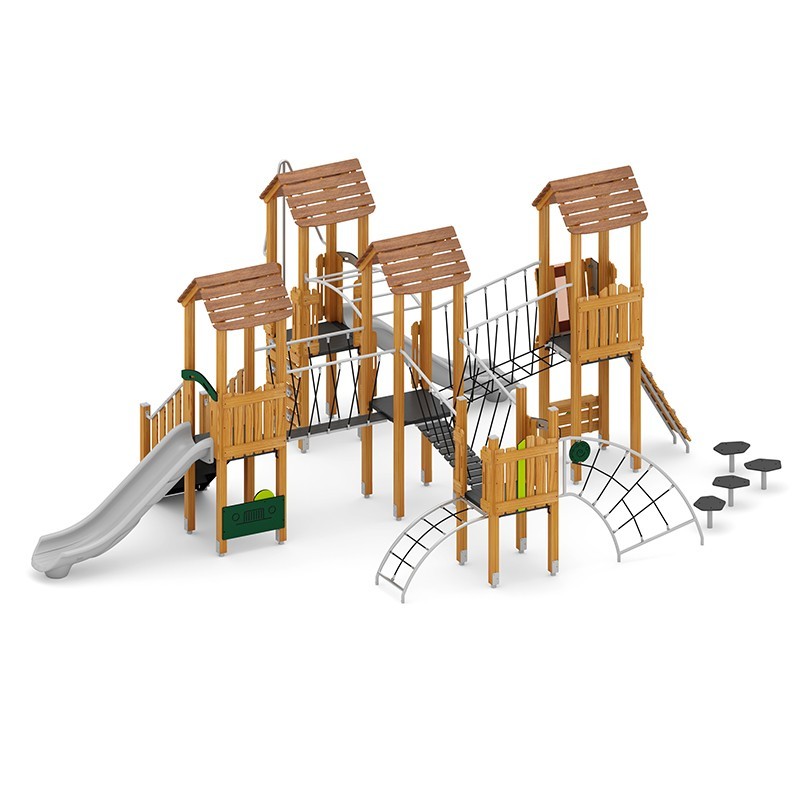 Structura modulara - Turnuri cu tobogane, punti, cataratori, traseu echilibru, bara PZG-W-B011