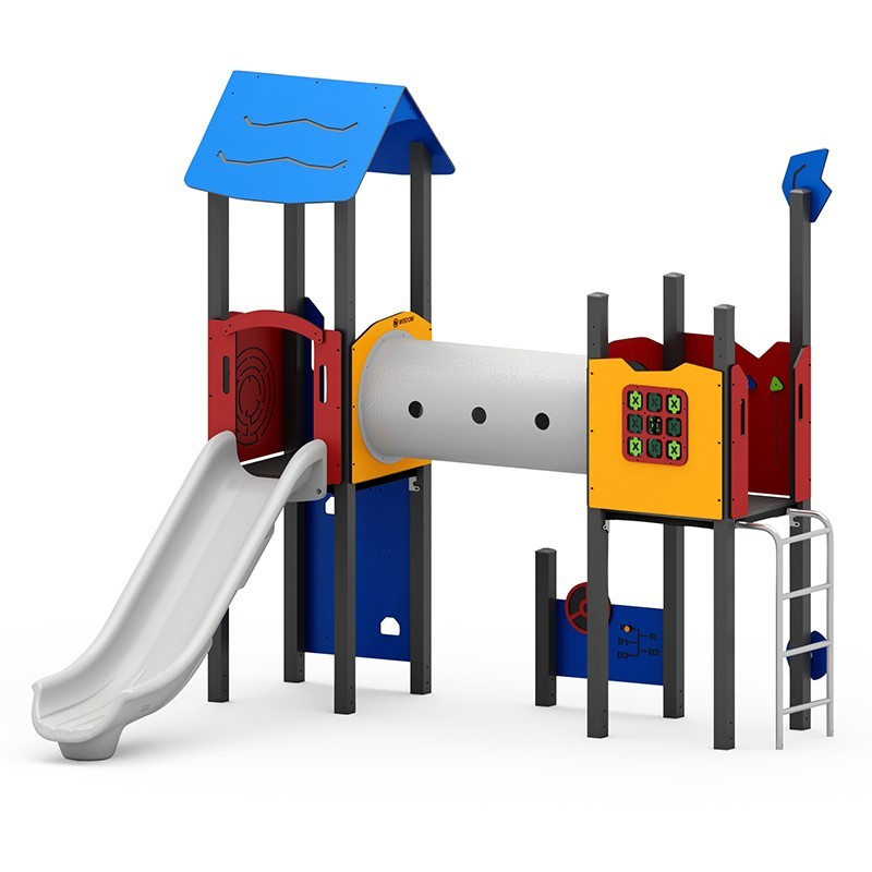 Structura modulara - Turnuri cu tobogan, cataratori, pasaj tunel si panou PZG-W-A003P