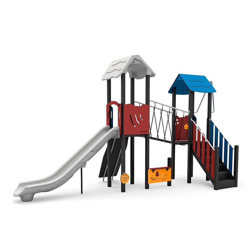 Structura modulara - Turnuri cu tobogan, punte, cataratoare si panou educational PZG-W-A004P