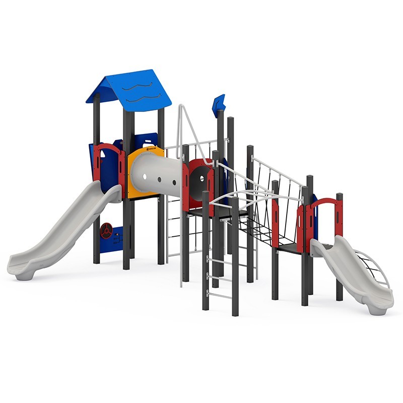 Structura modulara - Turnuri cu tobogane, cataratori, pasaj tunel, bara, scara, panou PZG-W-A007P