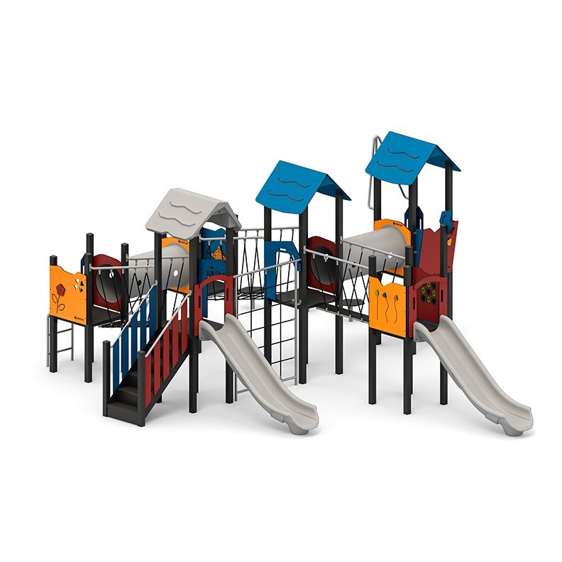 Structura modulara - Turnuri cu tobogane, pasaje tunel, punti, bara, traseu echilibru PZG-W-A011P