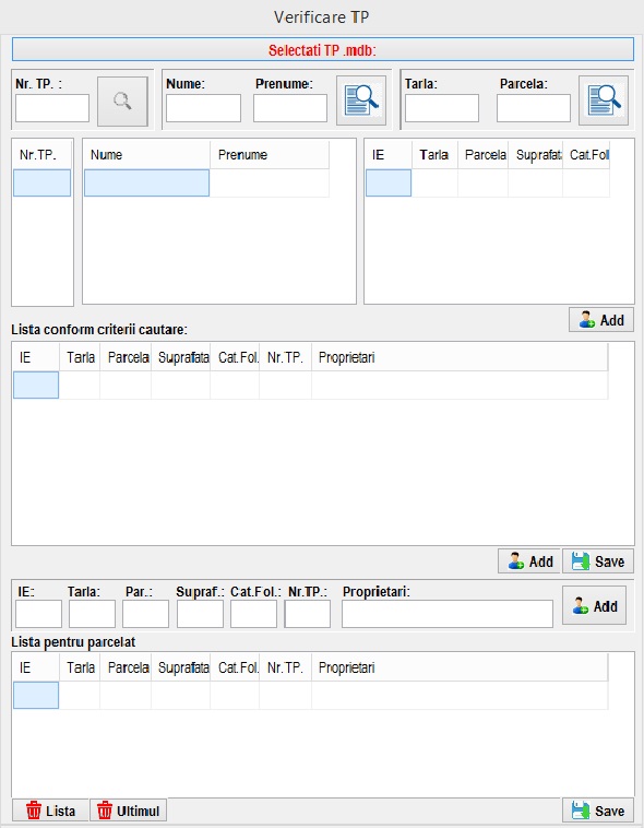 Creeaza lista proprietari la nivel de tarla in vederea realizarii planurilor cadastrale.
