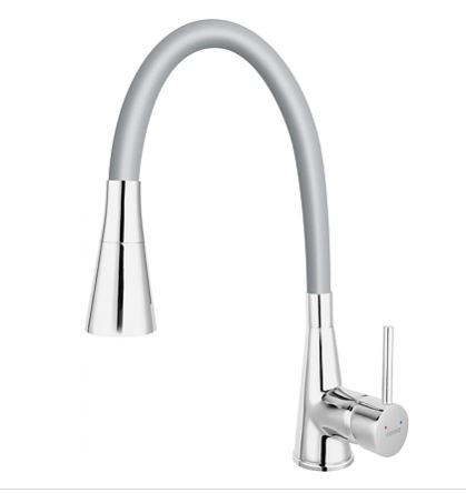 Baterie stativa bucatarie Ferro Zumba II BZA42S, monocomanda, alama, silver/crom, 35 mm