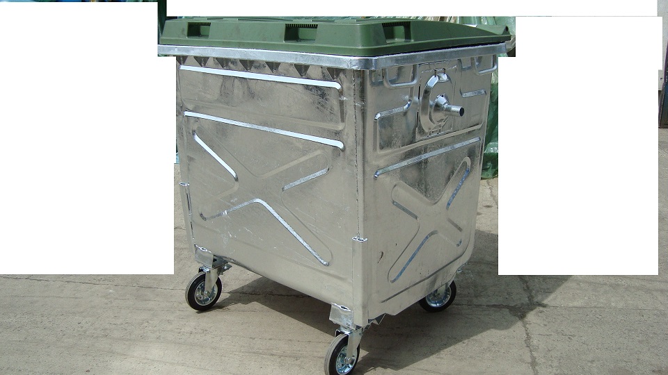 CONTAINER METALIC 1100 L Capac drept plastic