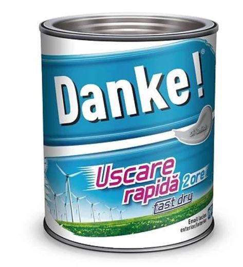 Email Danke uscare rapida, pentru metal, lemn, zidarie, gri luminos, lucios, 2.5 l