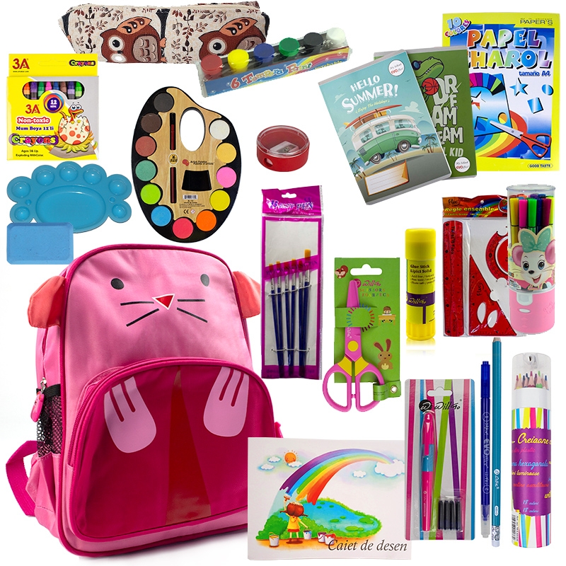 Ghiozdan Premium echipat pentru gradinita si clasa 0, model fete