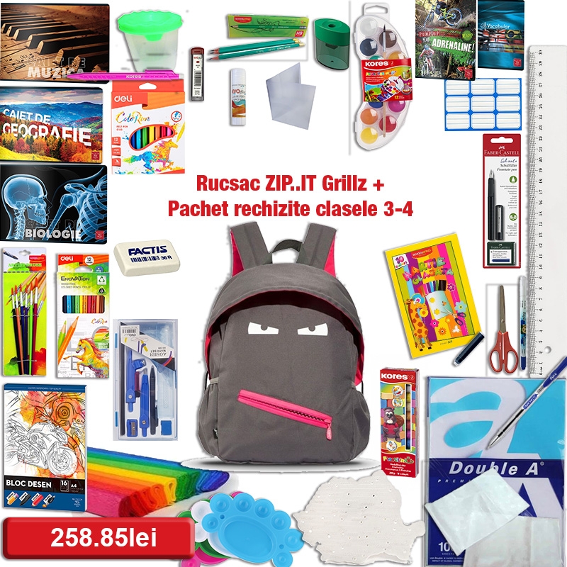 Rucsac ZIP..IT Grillz + Pachet rechizite clasele 3 - 4