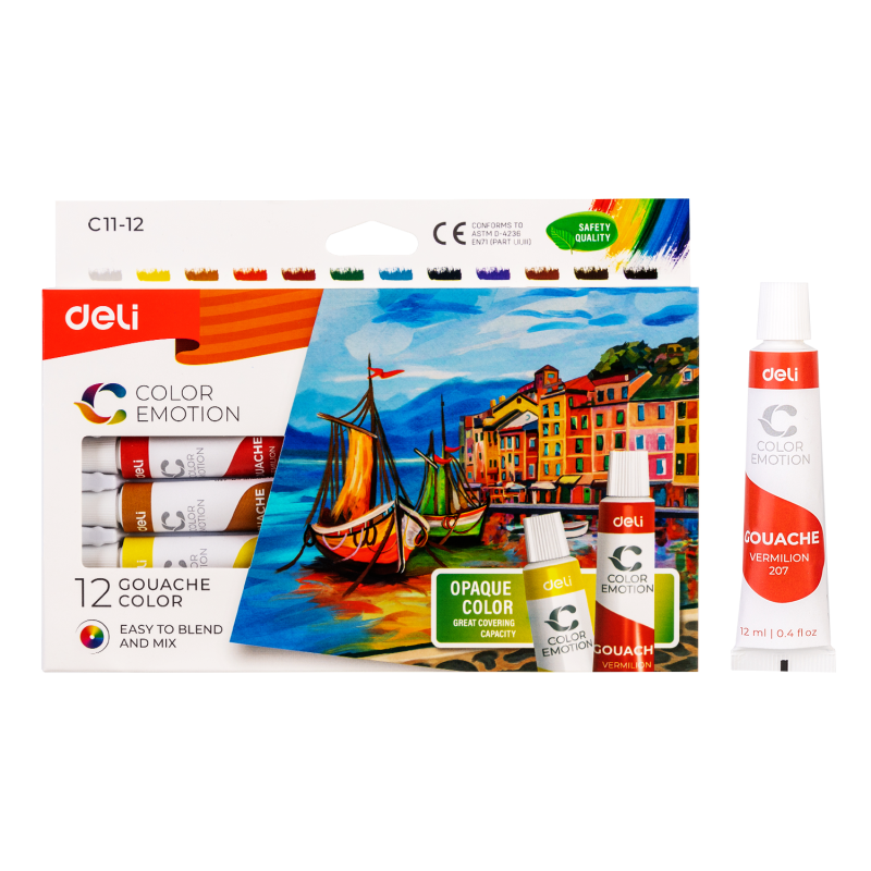 Tempera 12 culori/set 12 ml Deli