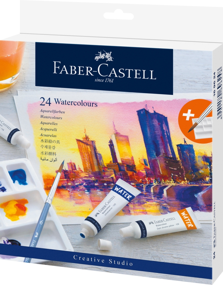 Tempera 9 ml. 24 culori/set + paleta Faber Castell